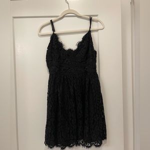 NBD black lace mini dress